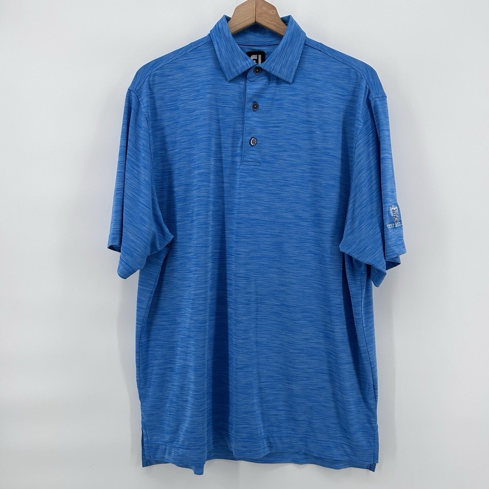 FootJoy FJ Polo‎ Shirt Mens M Blue Heather Golf West Bay Club Logo Performance
